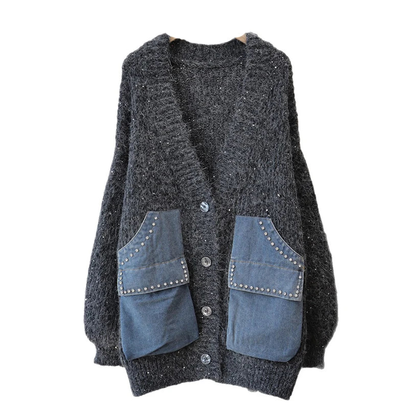 Jane Denim Patchwork Cardigan