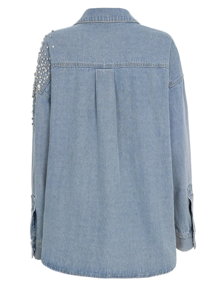Rhinestones Denim Top