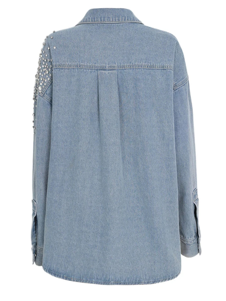Rhinestones Denim Top