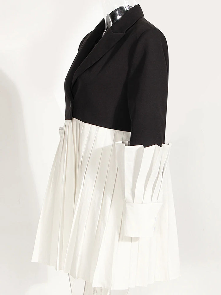 Black and White Color-Block Blazer