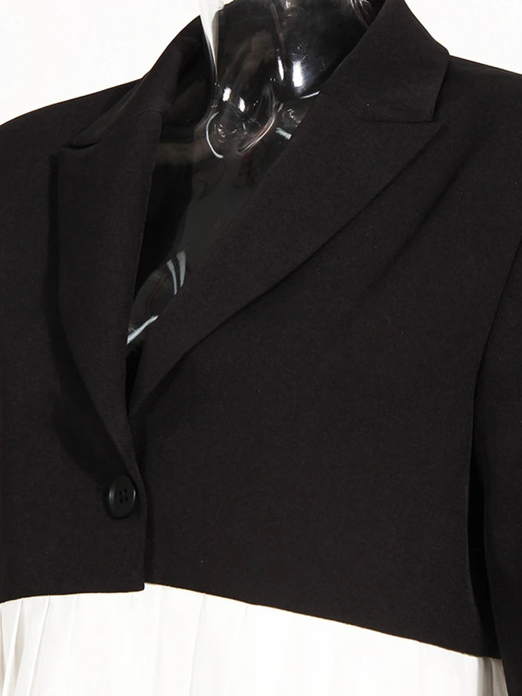 Black and White Color-Block Blazer