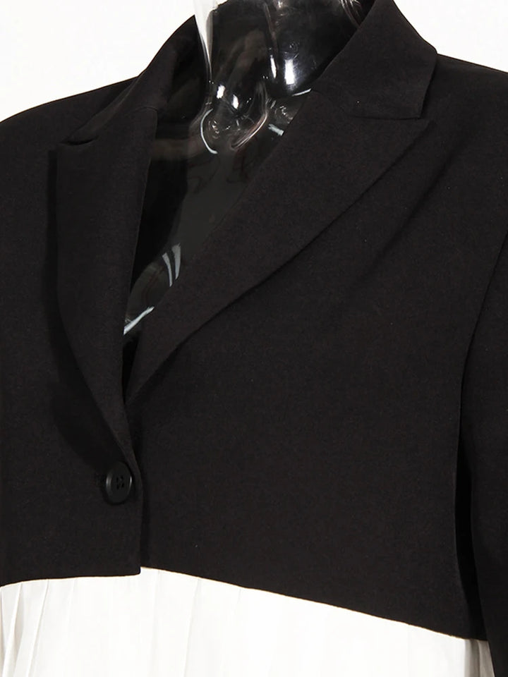Black and White Color-Block Blazer