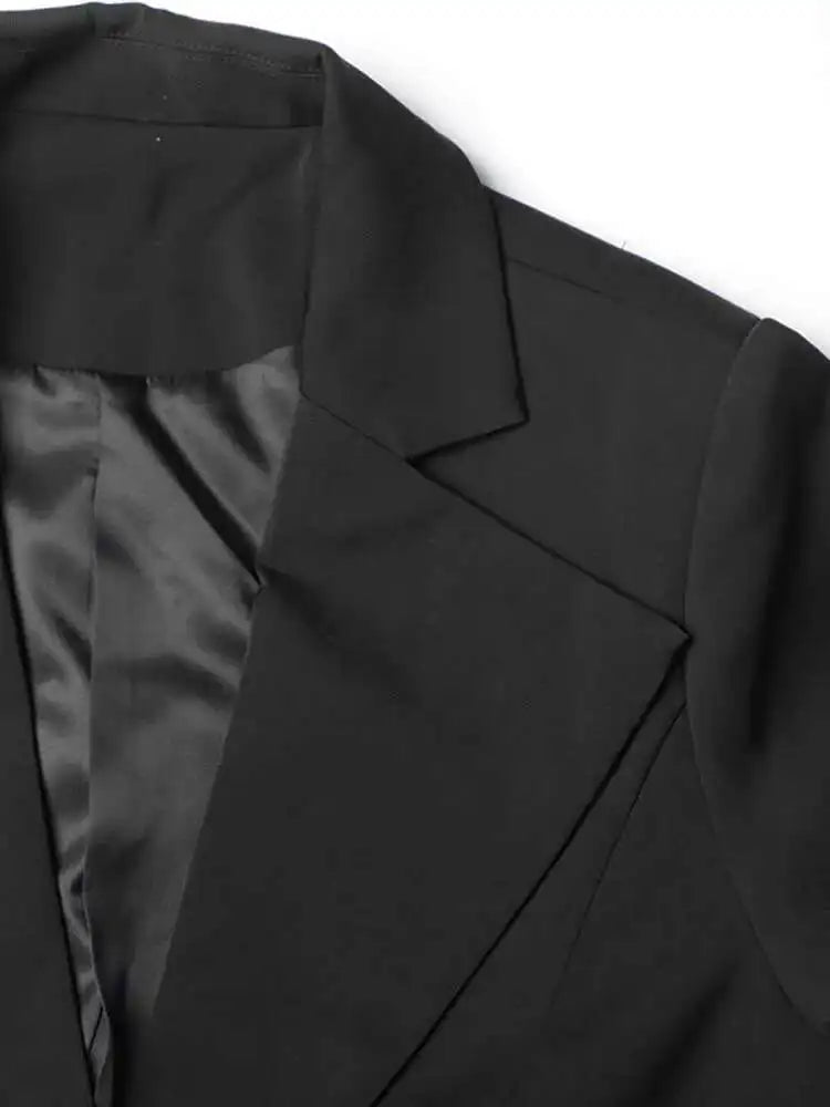 Spliced Denim Button-Fly Blazer