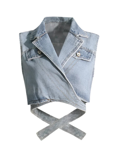 Criss Cross Denim Vest Top