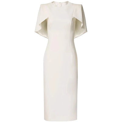 Ivory Grace Cape-Sleeve Midi Dress