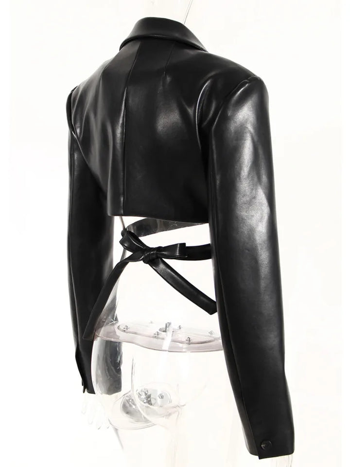 Faux Leather Cropped Jacket