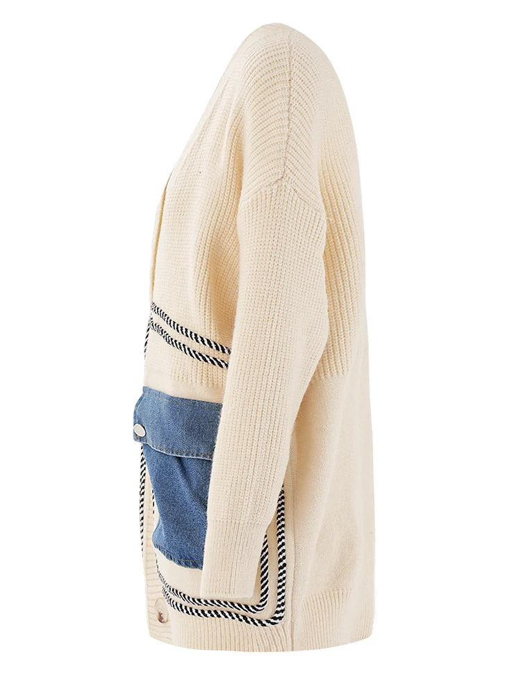 Adriana Oversize Denim Pocket Cardigan