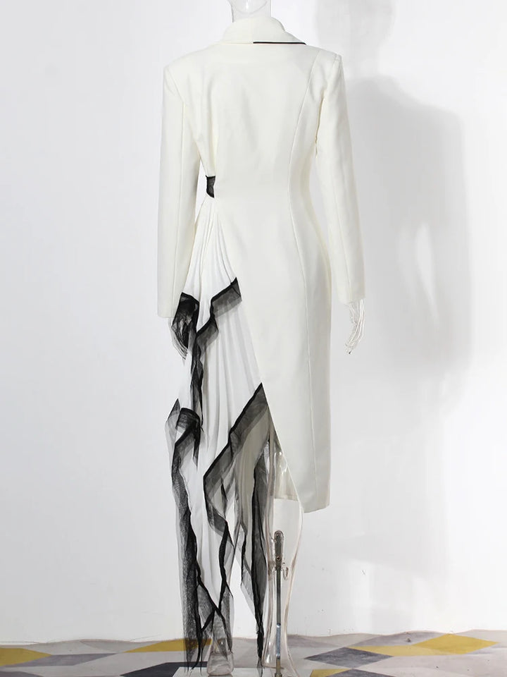 Steph's  Pleated Elegant Long Blazer