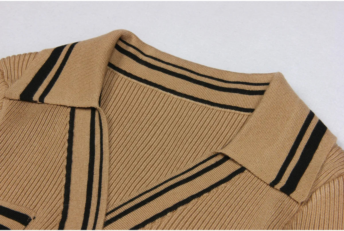 Camel Ribbed Knit Midi Dress