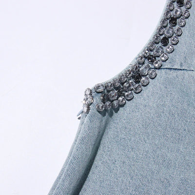 Starlight Denim Crystal Mini Dress
