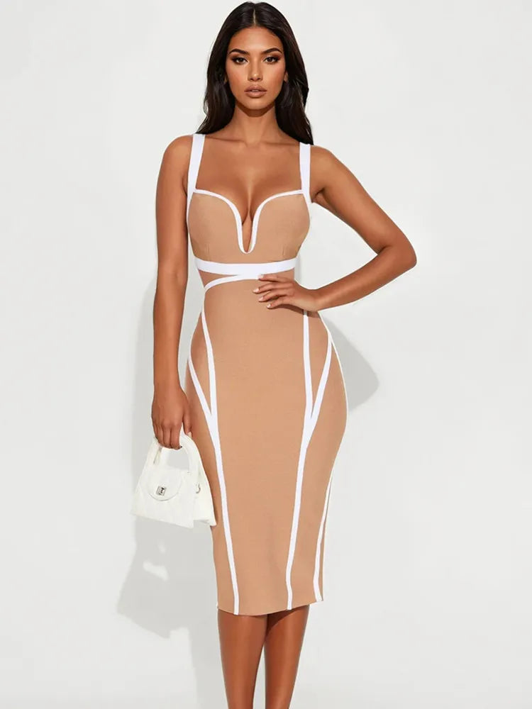 Beige Mini Bandage Dress
