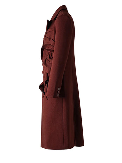 Sage Single Brested Long Flower Trench Coat