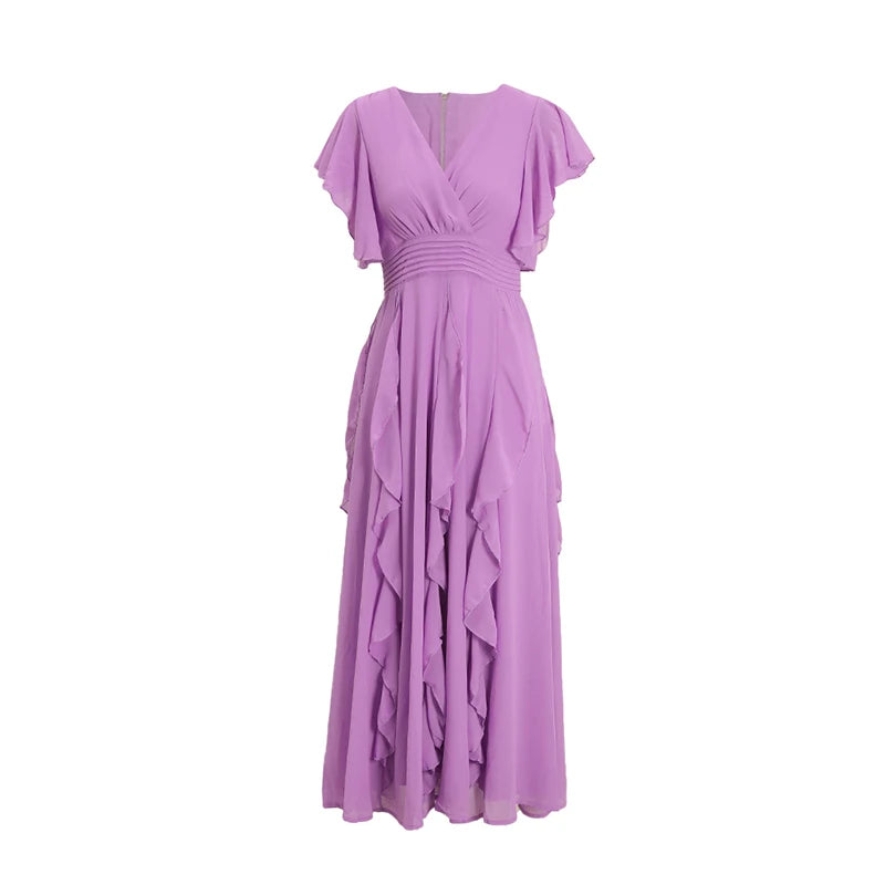 Emerald Flutter Sleeve Maxi Dress.
