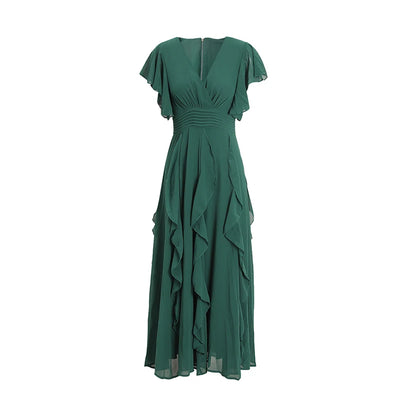 Emerald Flutter Sleeve Maxi Dress.