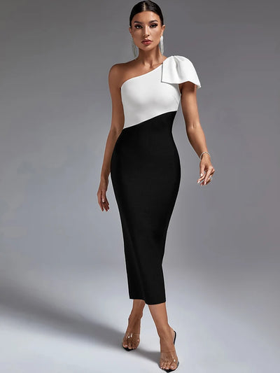 Colorblock Bandage Midi Dress