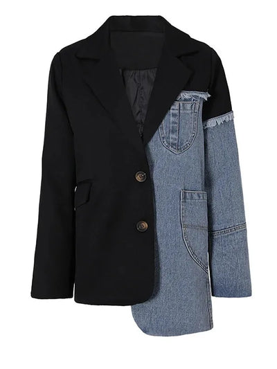 The Urban Edge Denim Patchwork Blazer