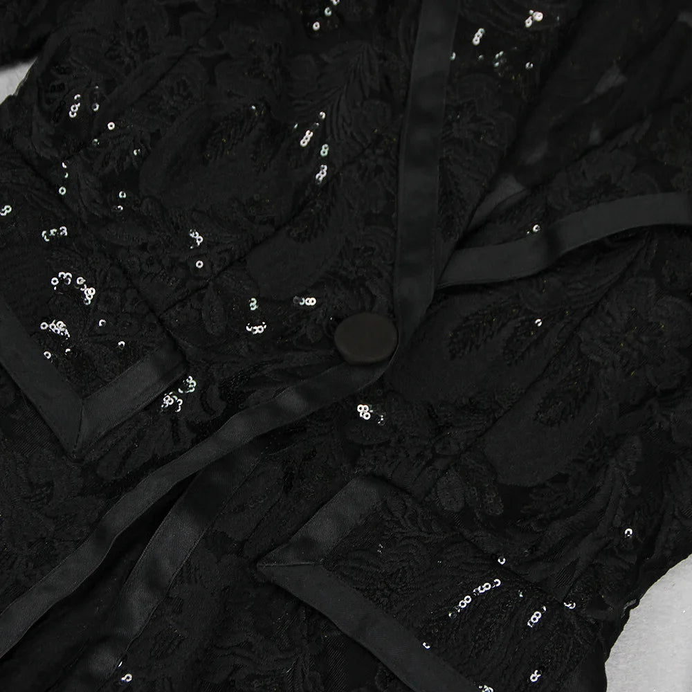 Midnight Temptation Sequin Lace Set