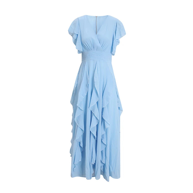 Emerald Flutter Sleeve Maxi Dress.