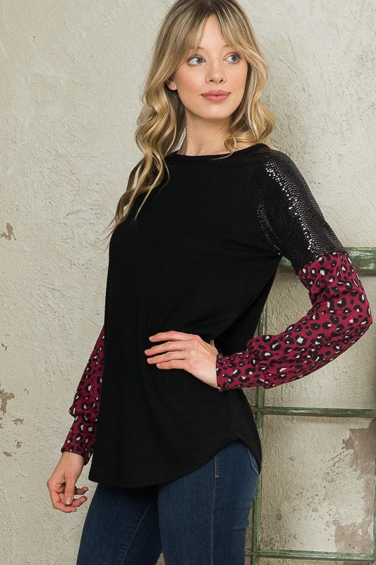Sequin Contrast Sweater Knit