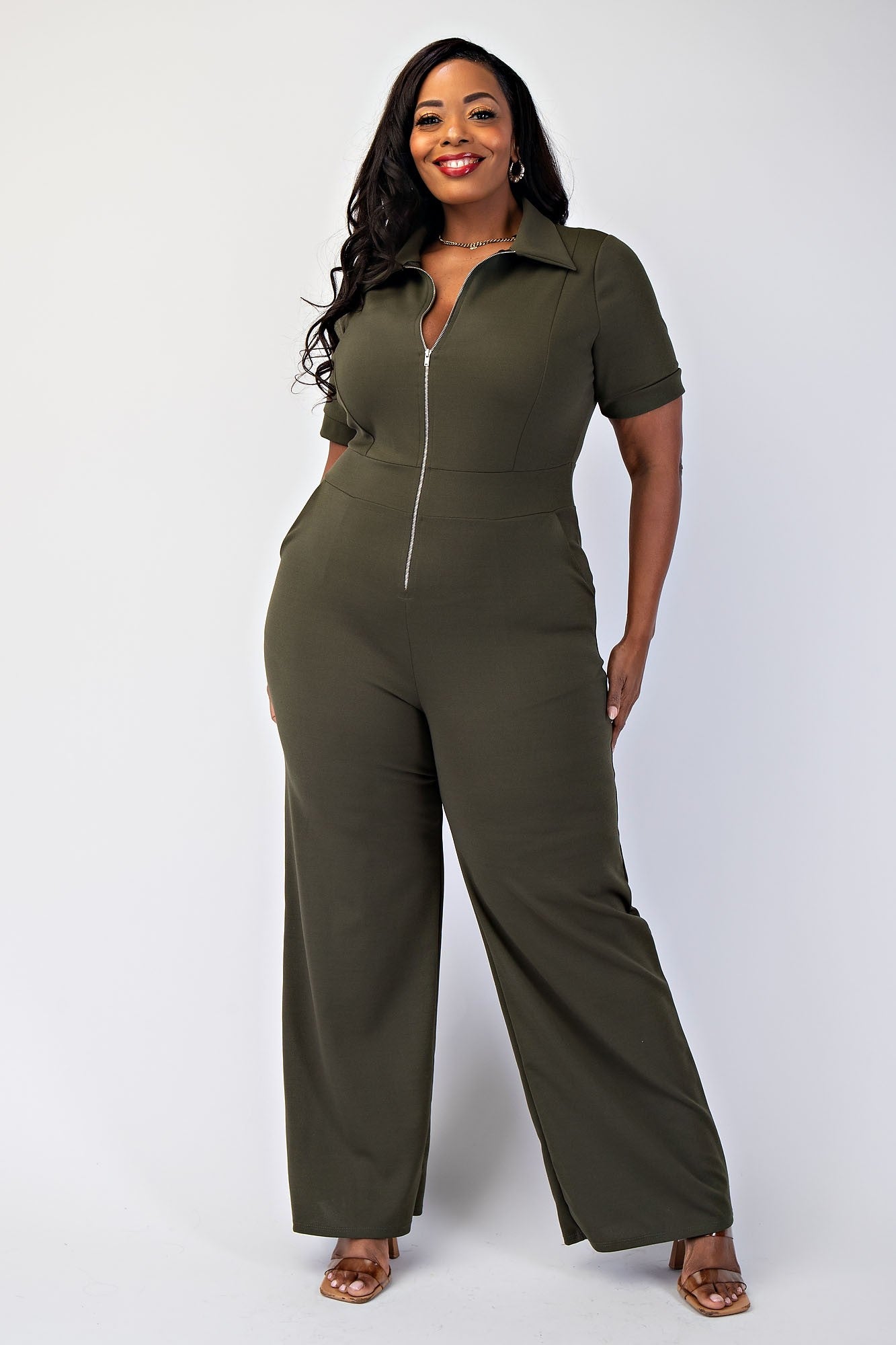 Cynthia Scuba Front Zipper Jumpsuit