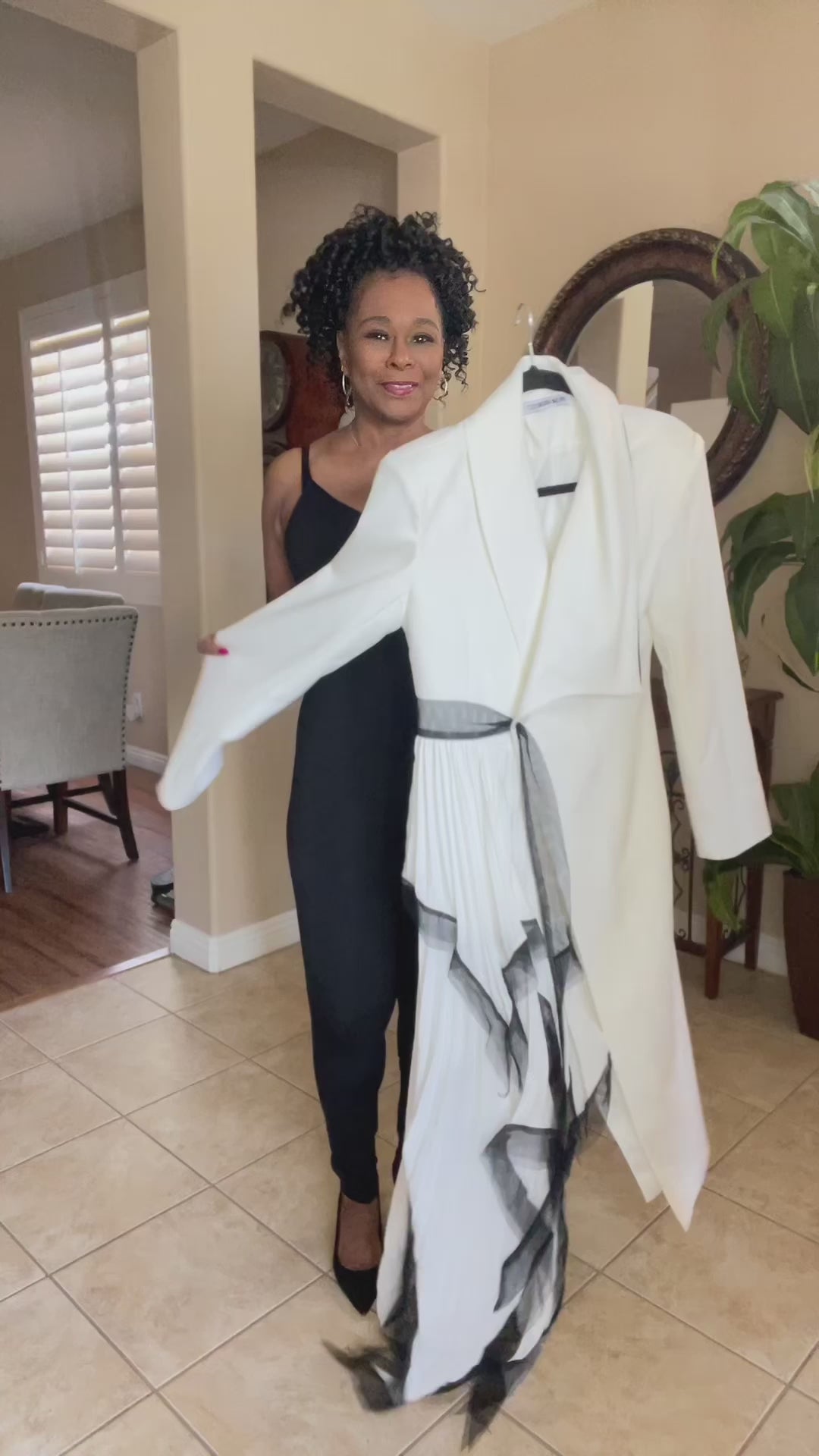 Steph's  Pleated Elegant Long Blazer