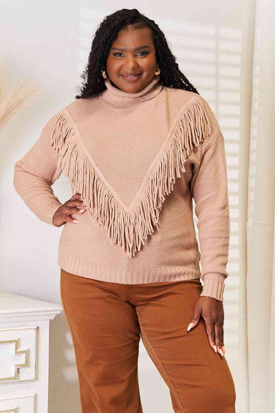 The Lacey Fringe Front Turtleneck Sweater