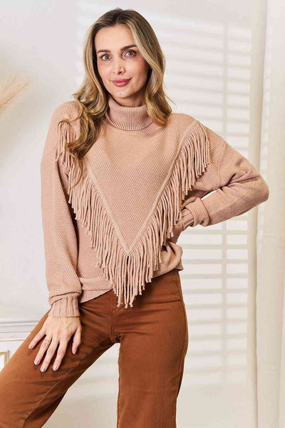 The Lacey Fringe Front Turtleneck Sweater