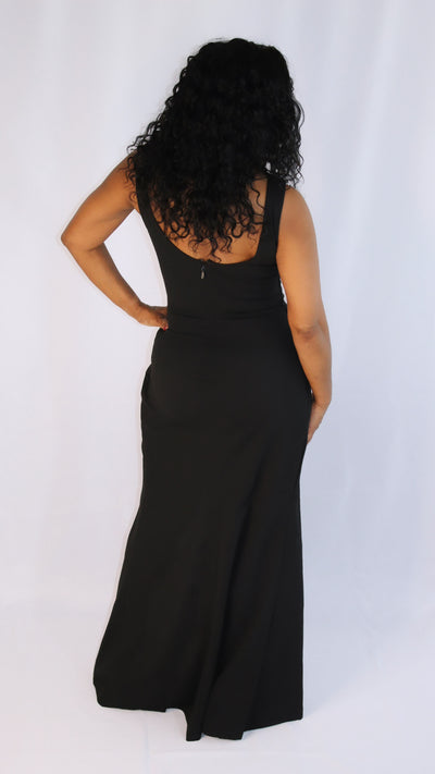 Women's Double Slits Black Maxi Dress - Moody Fitzs Boutique