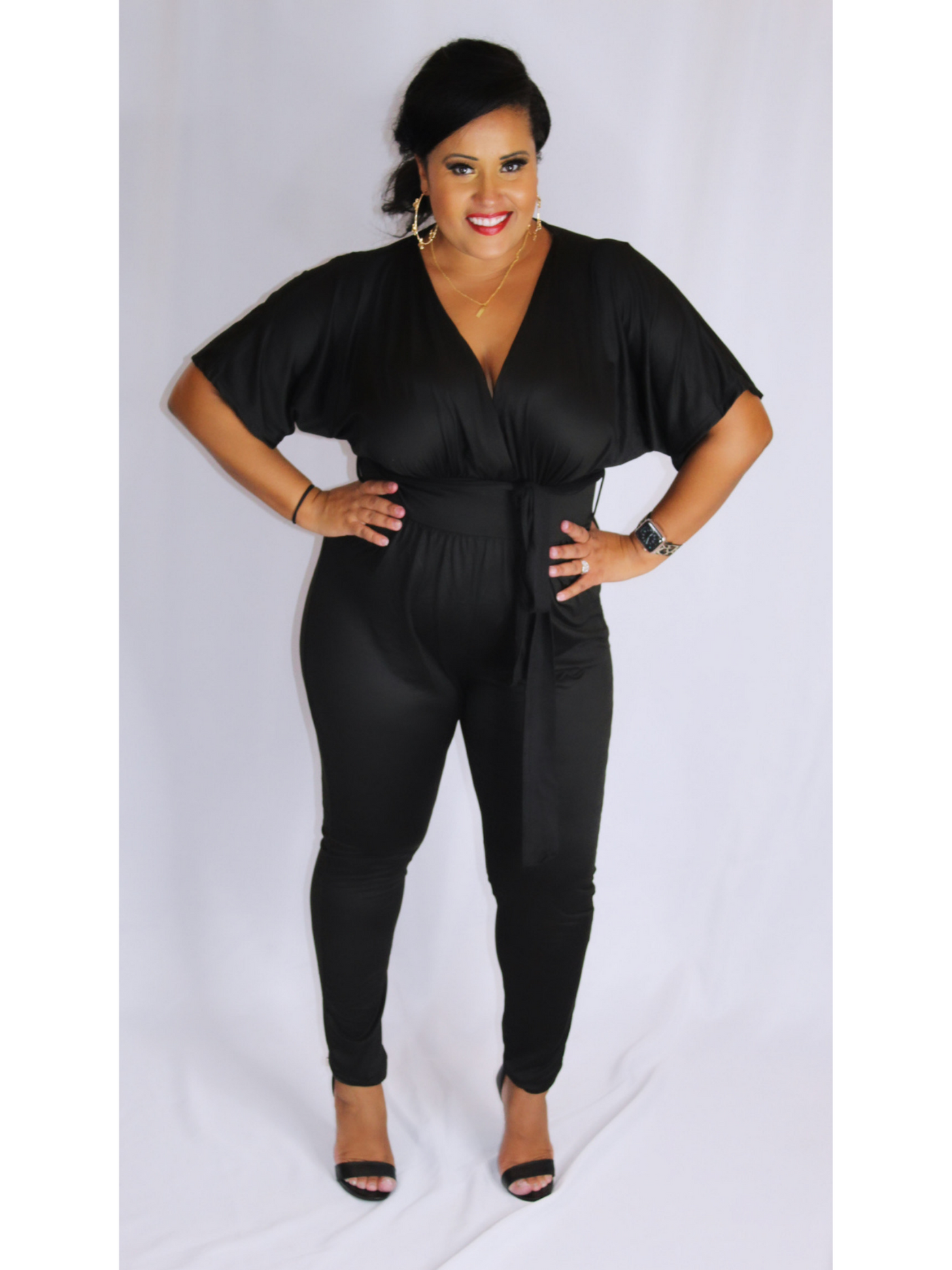 Chic Black Short Sleeve Jumpsuit - Moody Fitzs Boutique