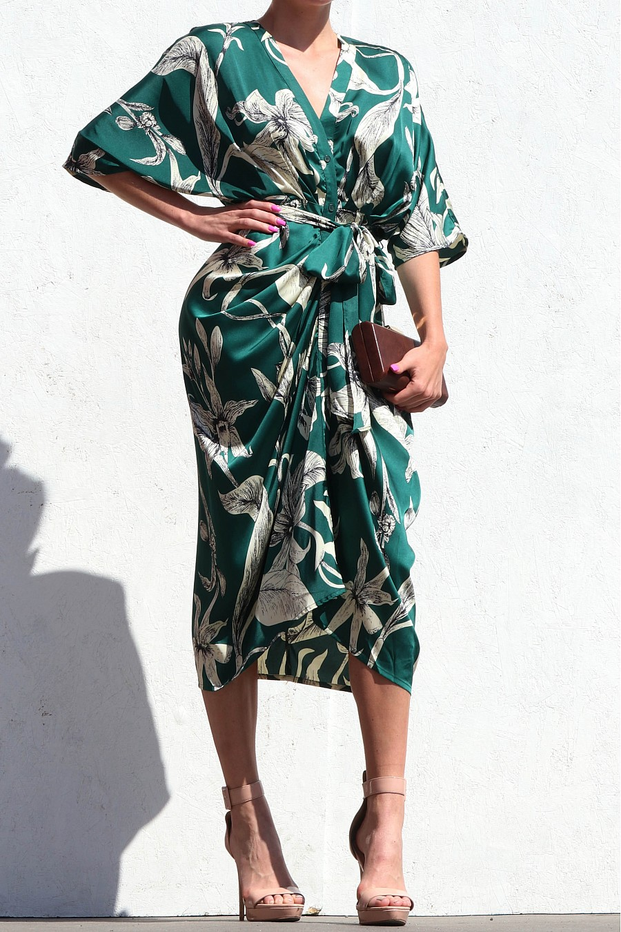VICTORIA FLORAL PRINT MIDI DRESS - Green