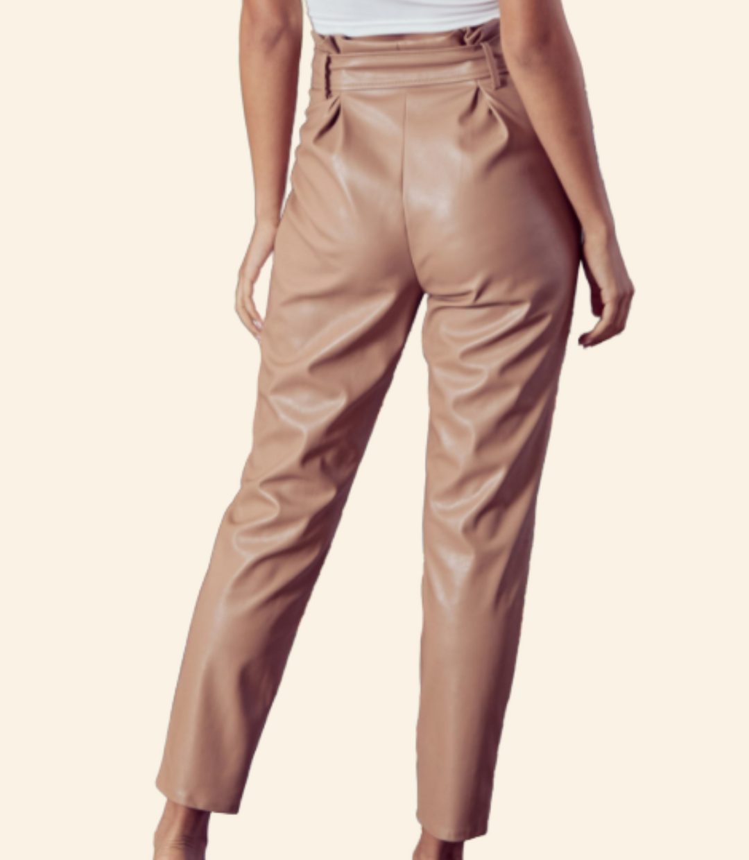 Gloria High Waist Front Tie Leather Trouser - Moody Fitzs Boutique