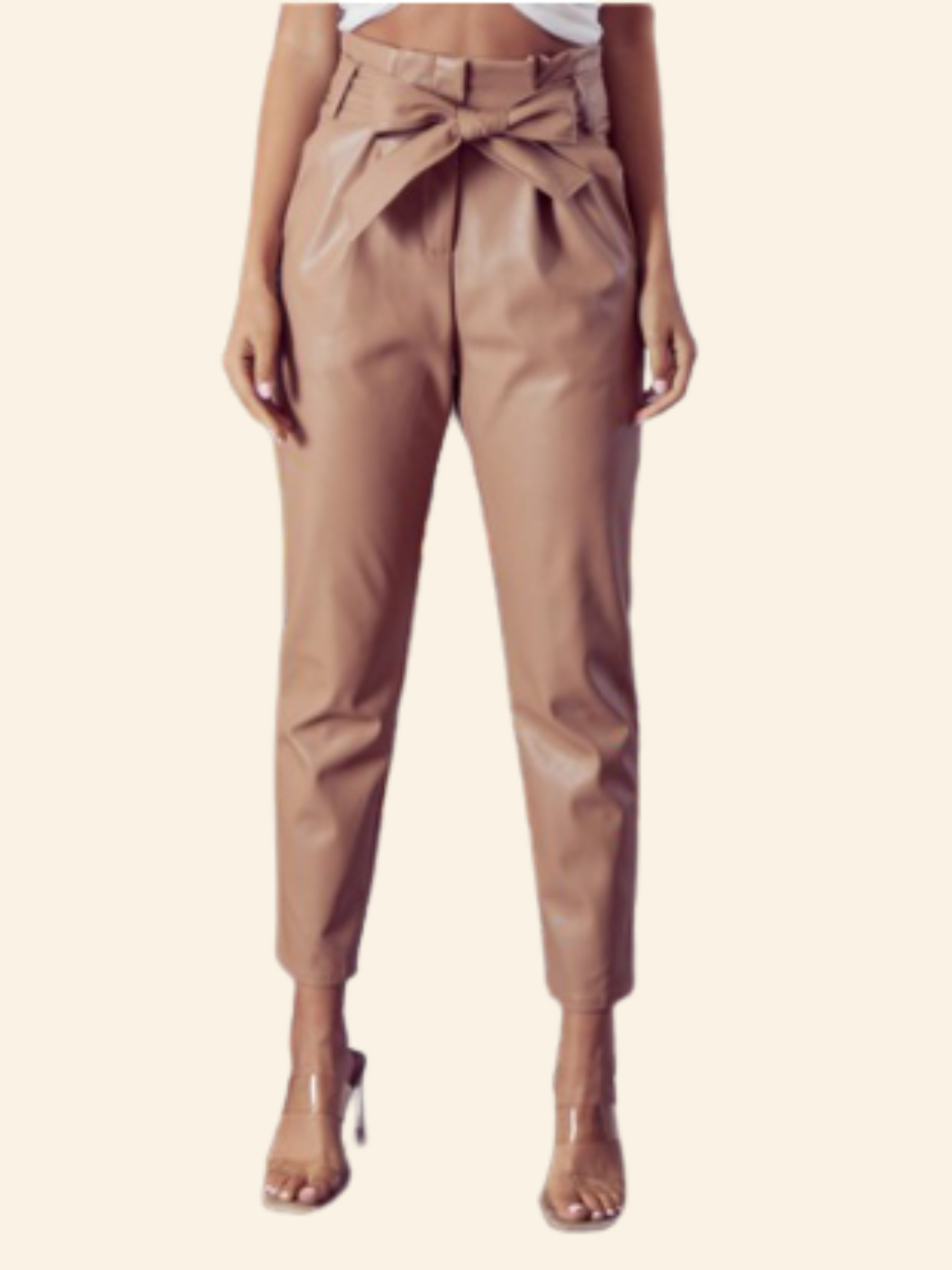 Gloria High Waist Front Tie Leather Trouser - Moody Fitzs Boutique