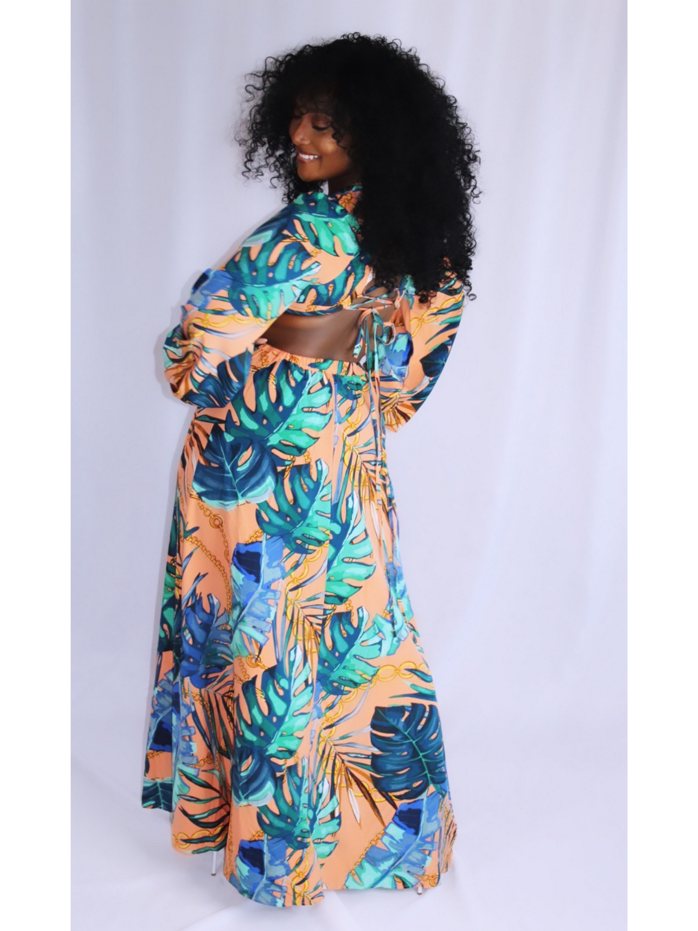 Elizabeth Tropical Long Sleeve Maxi Dress - Moody Fitzs Boutique