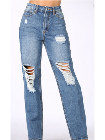 Foxy Straight Leg Distressed Jeans - Moody Fitzs Boutique