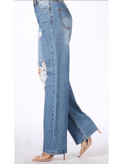 Foxy Straight Leg Distressed Jeans - Moody Fitzs Boutique