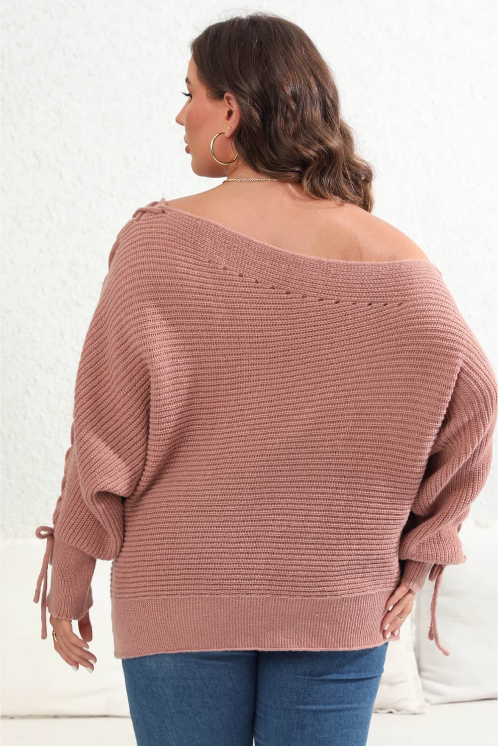 One Shoulder Beaded Sweater