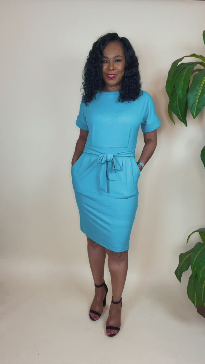 Jane’s Midi Brushed Tie Belt Dress