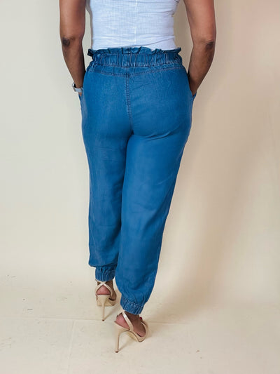 Chambray Paper Bag Joggers - Moody Fitzs Boutique