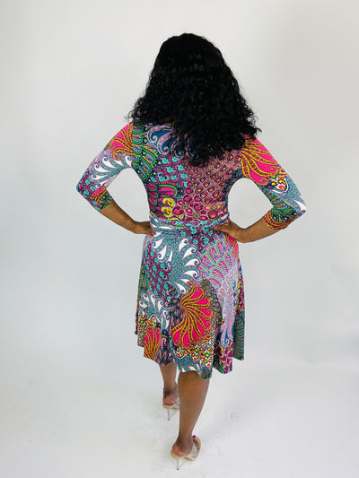 Janet's Multi Print Mini Wrap Dress - Moody Fitzs Boutique