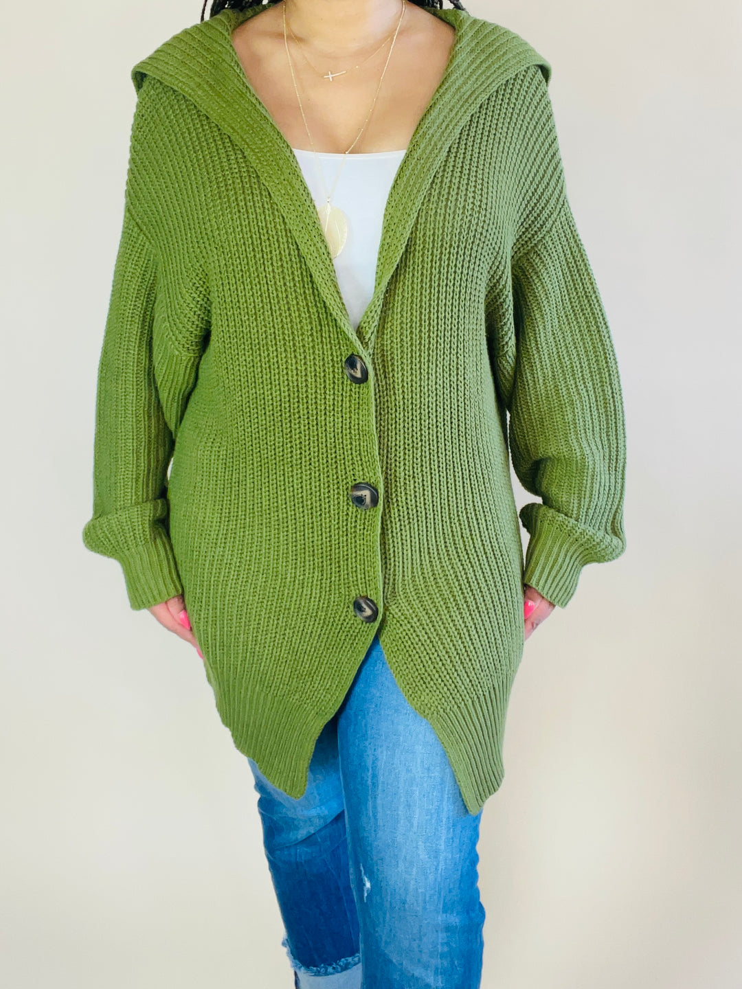 Pretty In Green Oversized Button Up Cardigan - Moody Fitzs Boutique