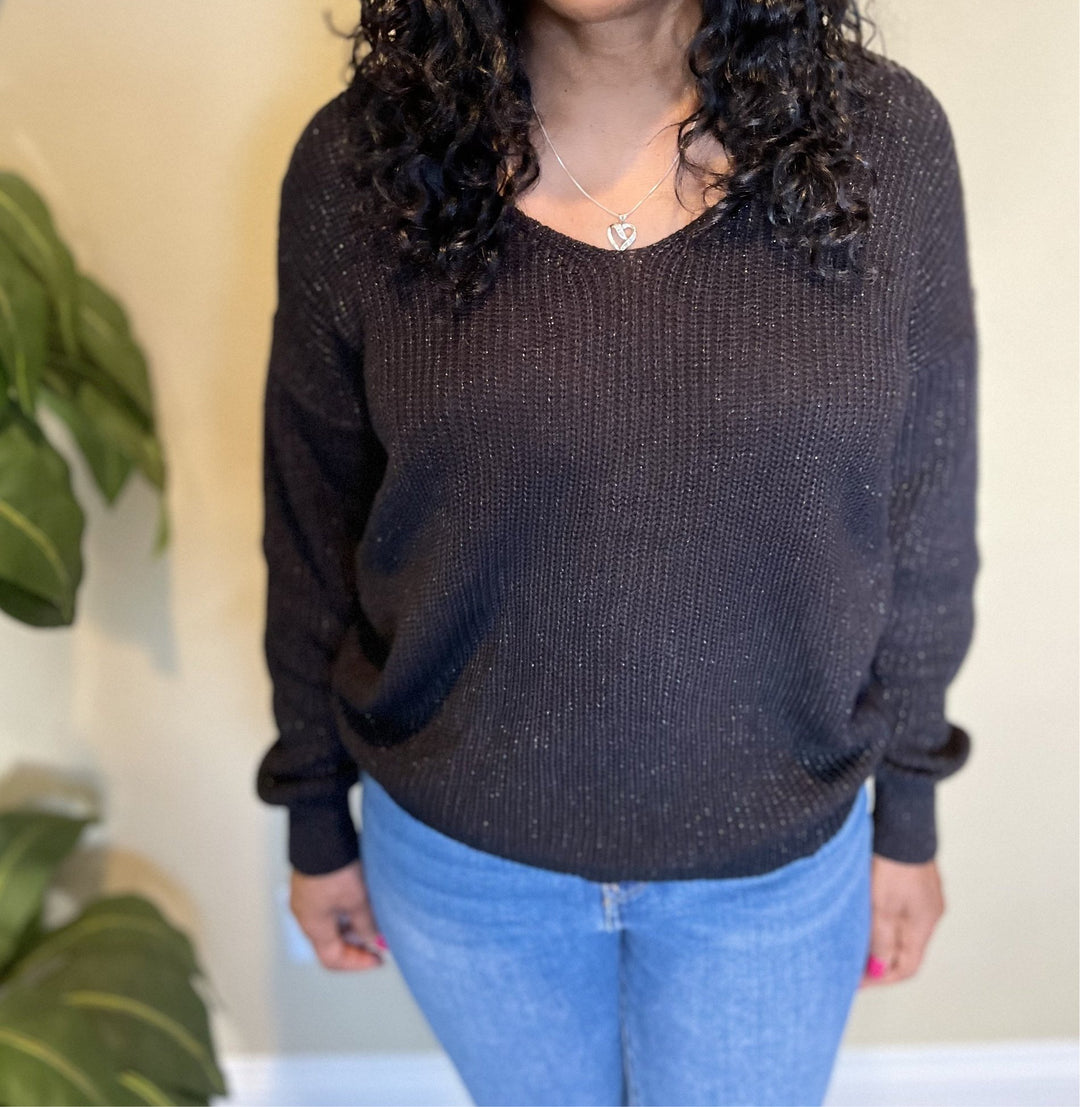 Sexy Metallic Criss cross Backless Sweater - Moody Fitzs Boutique