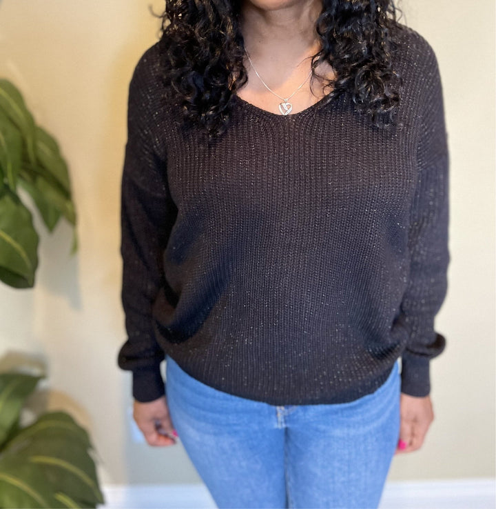 Sexy Metallic Criss cross Backless Sweater - Moody Fitzs Boutique