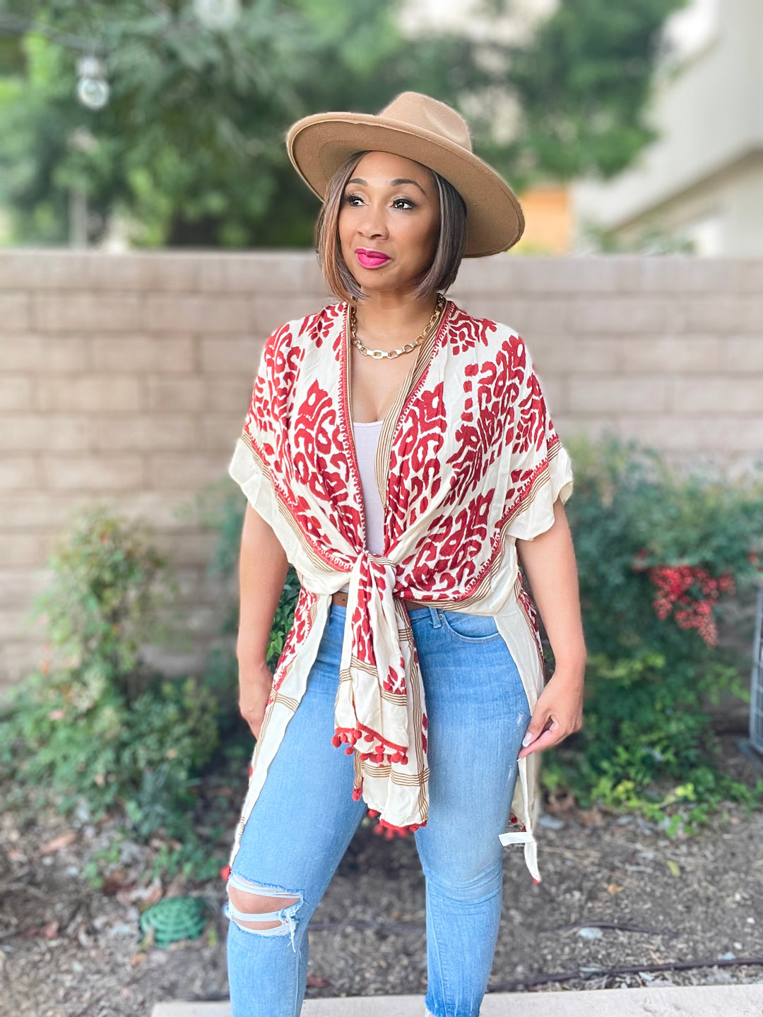 Jess Floral Printed Kimono Cardigan with Trim - Moody Fitzs Boutique