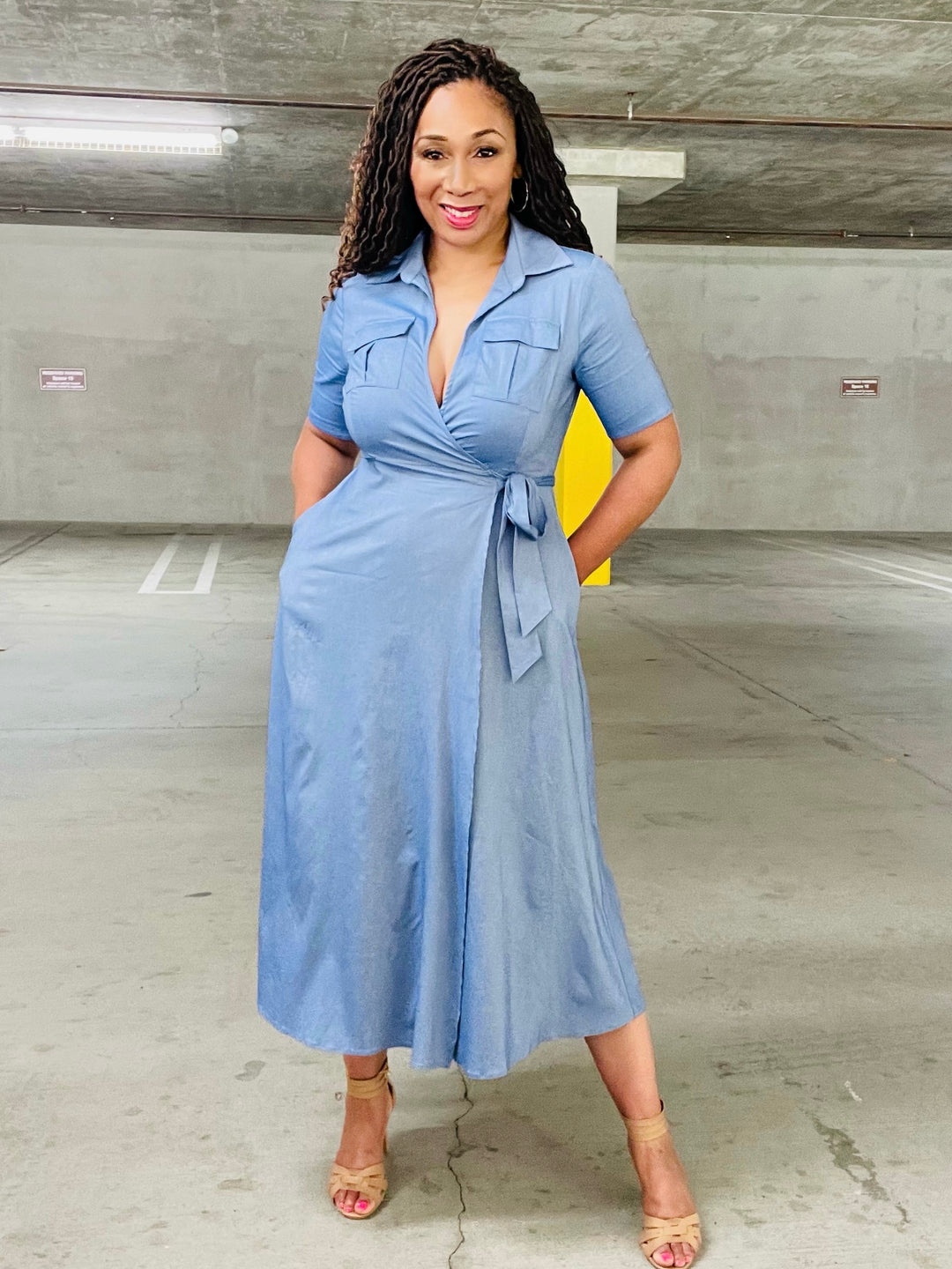 Sky’s Wrap Midi Dress - Moody Fitzs Boutique