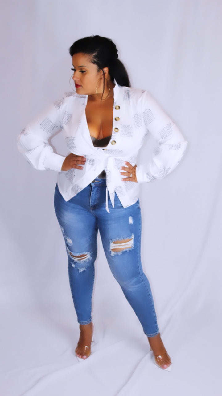 Black and White Statement Blouse - Moody Fitzs Boutique