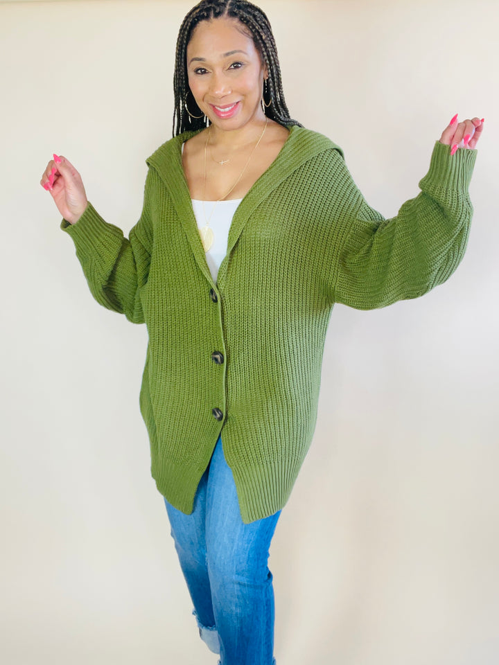 Pretty In Green Oversized Button Up Cardigan - Moody Fitzs Boutique