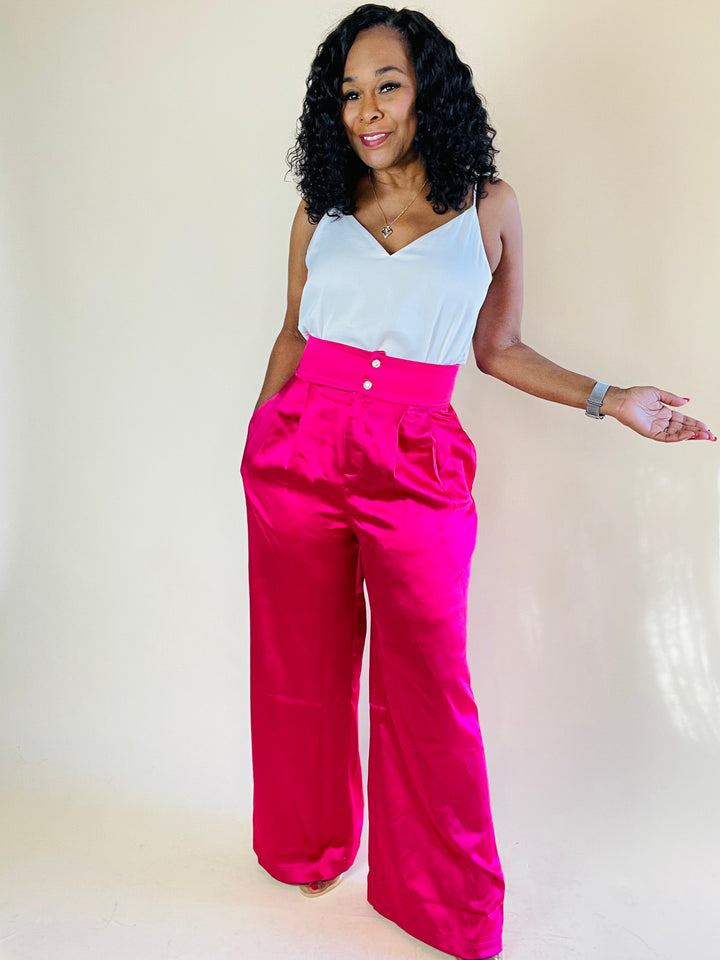 All Class Satin Wide Leg Pants - Moody Fitzs Boutique