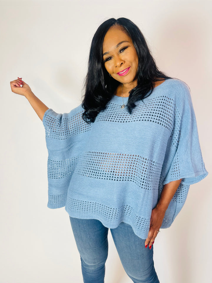 The Everly Open Knit Poncho - Moody Fitzs Boutique