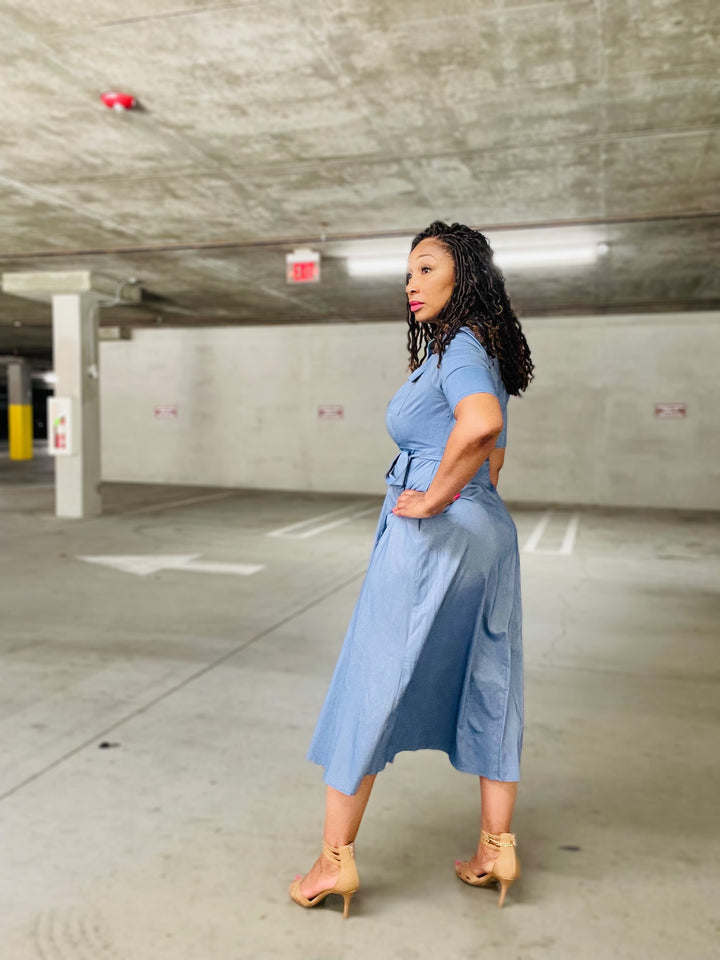 Sky’s Wrap Midi Dress - Moody Fitzs Boutique