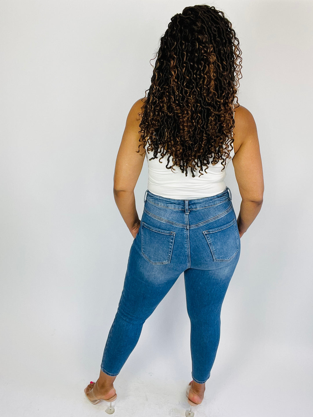 Medium Wash Distressed Skinny Jeans - Plus Size - Moody Fitzs Boutique